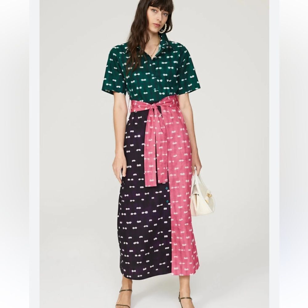 Busayo Collective Polka Dot Multicolored Maxi Shirt Dress Women’s 2
